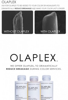 Image showing the improvement to the hair that Olaplex treatment will give.